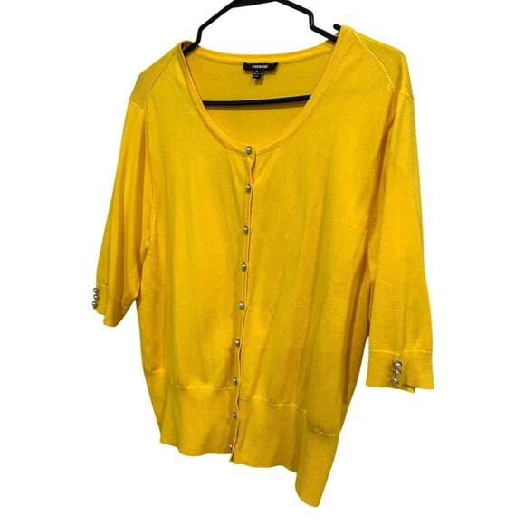 Premise Womens Yellow Cardigan Sweater With Button Detailing Size XL - Picture 3 of 9